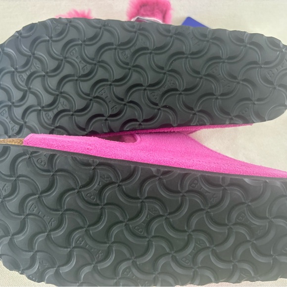 Birkenstock Arizona Shearling in Fushsua Tulip Sandals size 37/6  narrow NIB - Picture 6 of 7